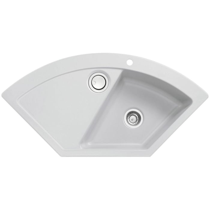 Systemceram Keradomo Mera Eck Einbauspüle mit Excenterbetätigung, inkl. Armaturbohrung