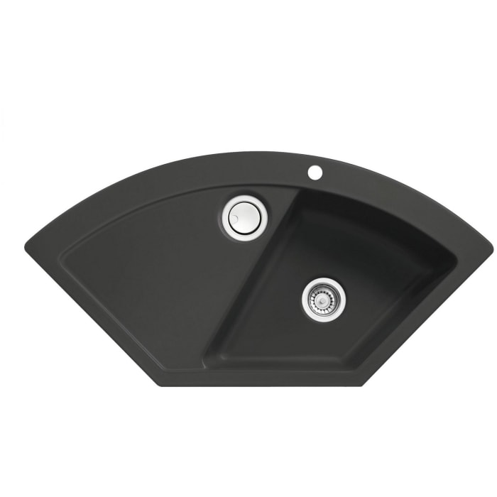 Systemceram Keradomo Mera Eck Einbauspüle mit Excenterbetätigung, inkl. Armaturbohrung