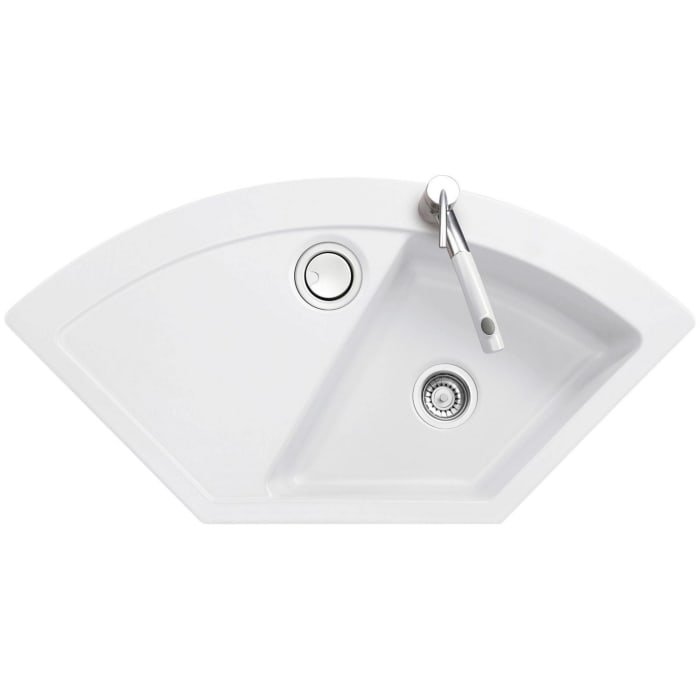 Systemceram Keradomo Mera Eck Einbauspüle mit Handbetätigung, inkl. Armaturbohrung