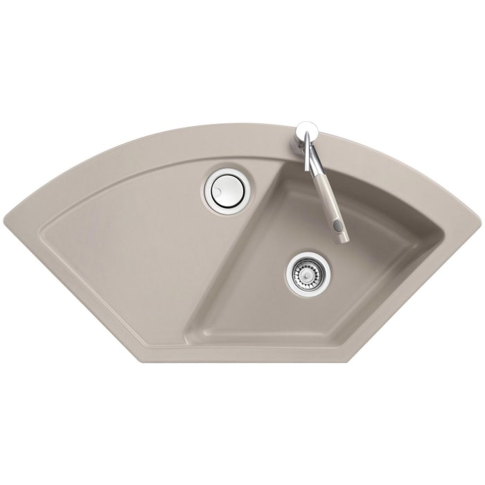 Systemceram Keradomo Mera Eck Einbauspüle mit Handbetätigung, inkl. Armaturbohrung