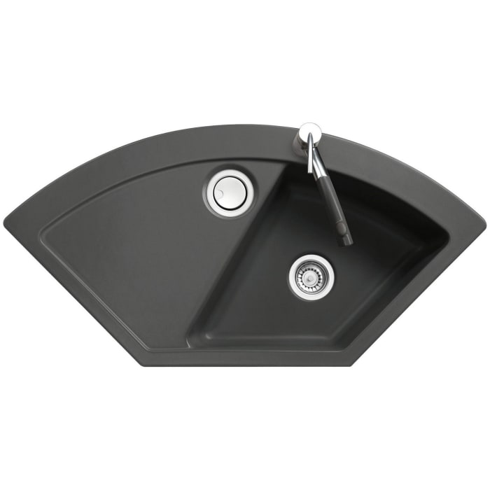 Systemceram Keradomo Mera Eck Einbauspüle mit Handbetätigung, inkl. Armaturbohrung