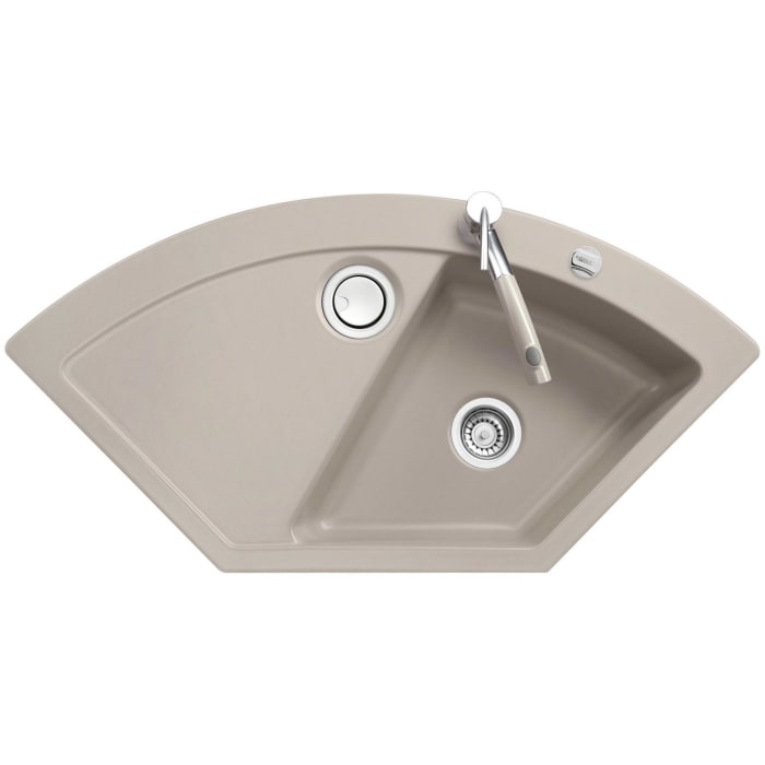 Systemceram Keradomo Mera Eck Einbauspüle mit Excenterbetätigung, inkl. Armaturbohrung