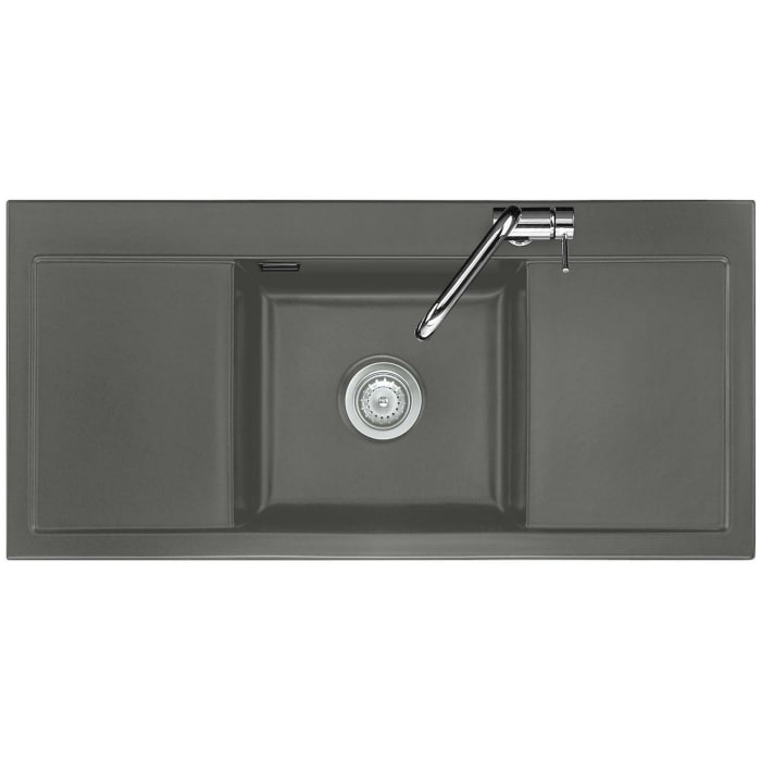 Systemceram Keradomo Mera Middle Einbauspüle mit Handbetätigung, ohne Hahnlochbohrung