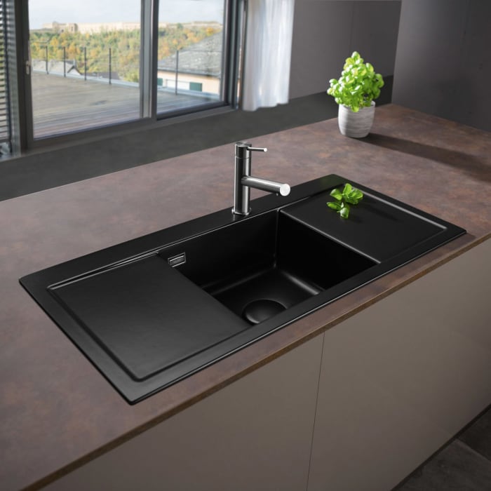 Systemceram Keradomo Mera Middle Einbauspüle mit Handbetätigung, ohne Hahnlochbohrung