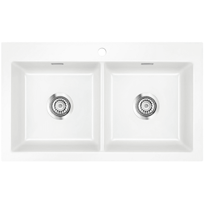 Systemceram Keradomo Mera Twin Einbauspüle mit Excenterbetätigung, inkl. Armaturbohrung