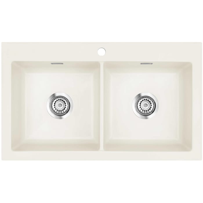 Systemceram Keradomo Mera Twin Einbauspüle mit Excenterbetätigung, inkl. Armaturbohrung