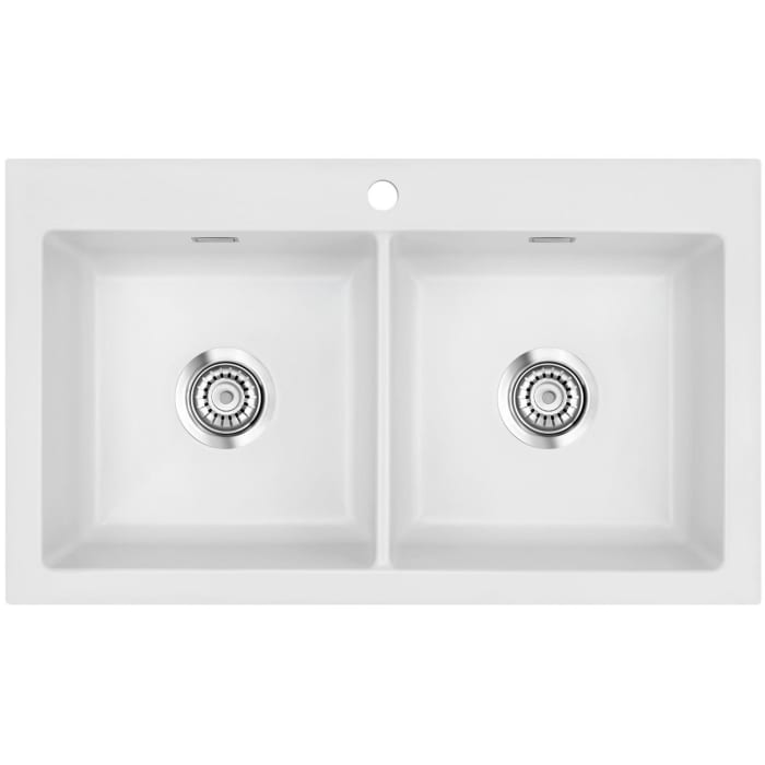 Systemceram Keradomo Mera Twin Einbauspüle mit Excenterbetätigung, inkl. Armaturbohrung