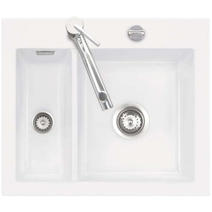 Systemceram Keradomo Mera 60 Einbauspüle mit Excenterbetätigung, inkl. Armaturbohrung