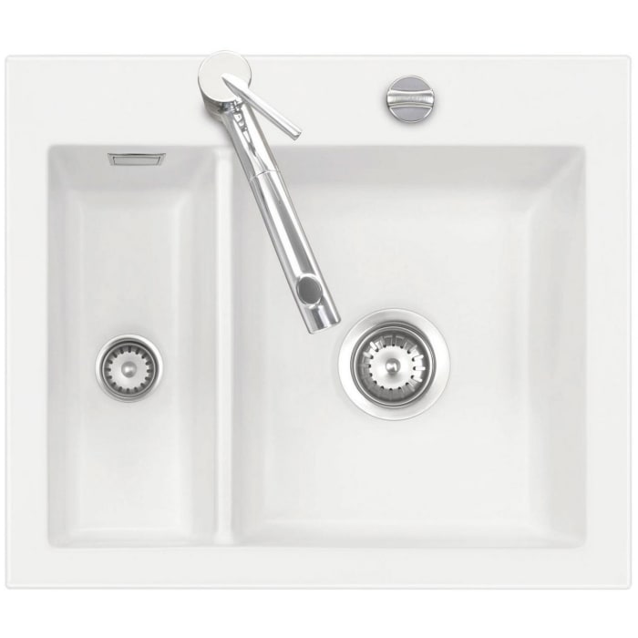 Systemceram Keradomo Mera 60 Einbauspüle mit Excenterbetätigung, inkl. Armaturbohrung