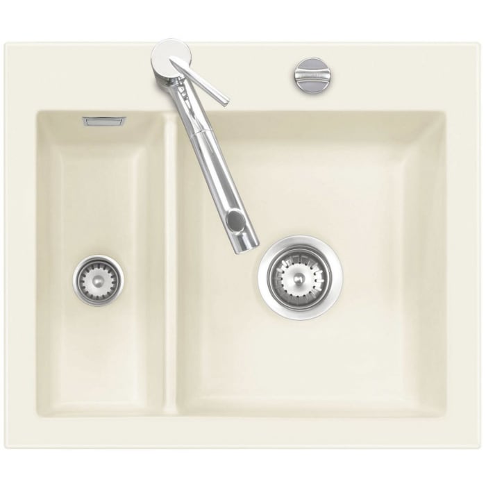 Systemceram Keradomo Mera 60 Einbauspüle mit Excenterbetätigung, inkl. Armaturbohrung