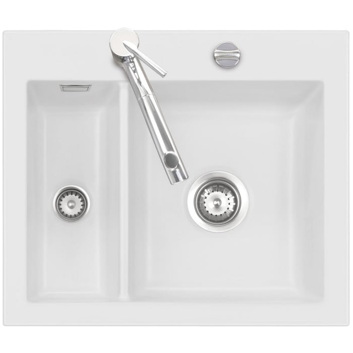 Systemceram Keradomo Mera 60 Einbauspüle mit Excenterbetätigung, inkl. Armaturbohrung