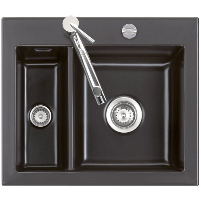 Systemceram Keradomo Mera 60 Einbauspüle mit Excenterbetätigung, inkl. Armaturbohrung