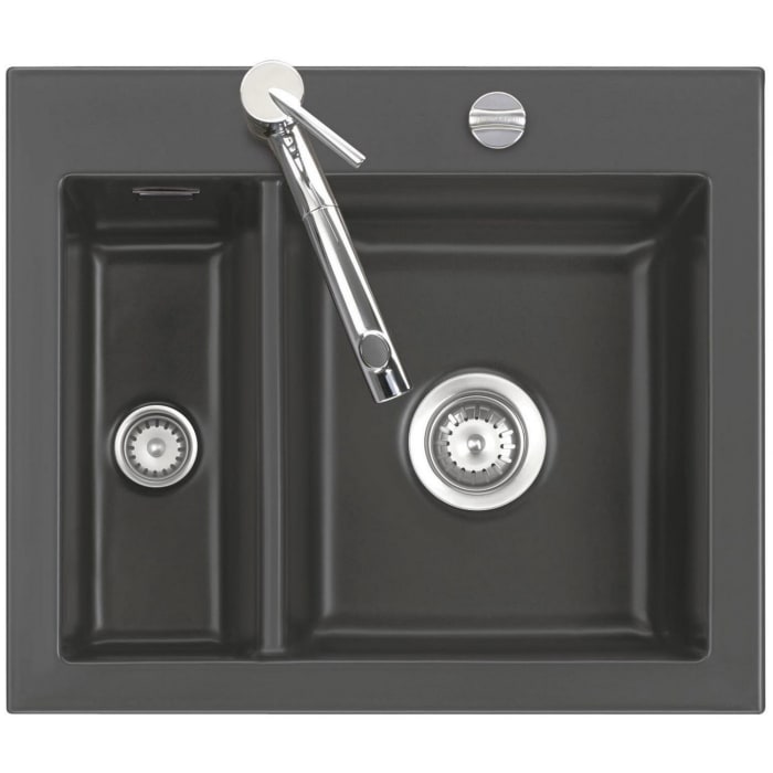 Systemceram Keradomo Mera 60 Einbauspüle mit Excenterbetätigung, inkl. Armaturbohrung