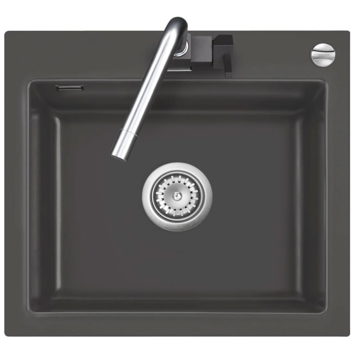 Systemceram Keradomo Mera 57 Einbauspüle mit Excenterbetätigung, mit Hahnlochbohrung