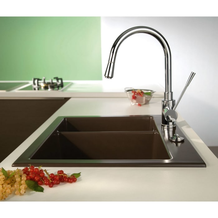 Systemceram Keradomo Mera 60 Einbauspüle mit Excenterbetätigung, inkl. Armaturbohrung