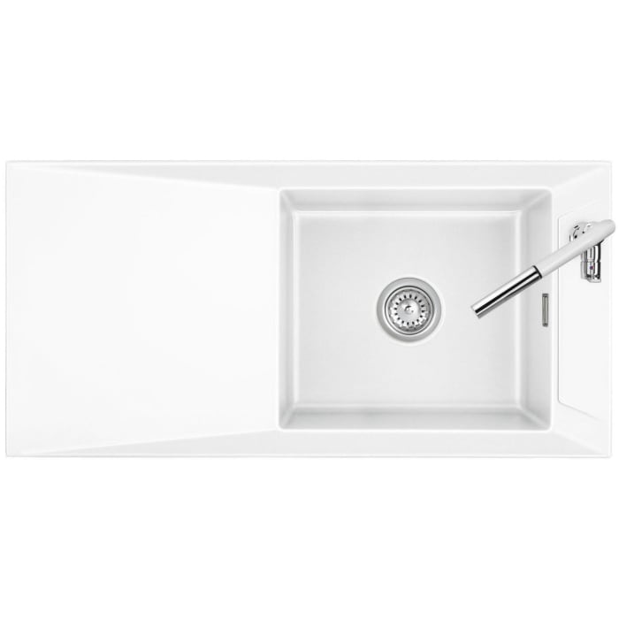 Systemceram Keradomo Siro 100 Einbauspüle reversibel mit Handbetätigung, ohne Hahnlochbohrung