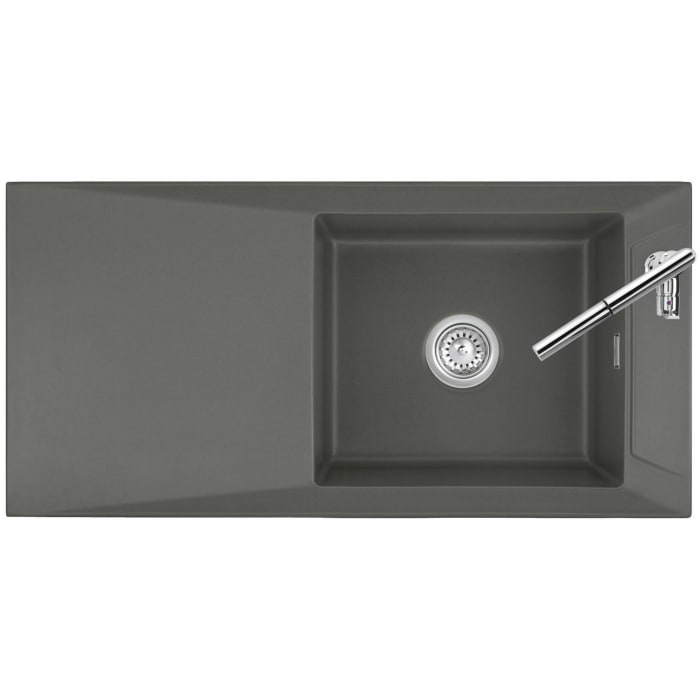 Systemceram Keradomo Siro 100 Einbauspüle reversibel mit Handbetätigung, ohne Hahnlochbohrung