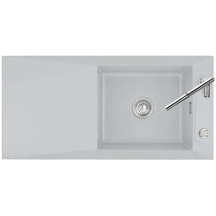 Systemceram Keradomo Siro 100 Einbauspüle reversibel mit Excenterbetätigung, ohne Hahnlochbohrung