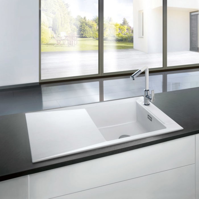 Systemceram Keradomo Siro 100 Einbauspüle reversibel mit Handbetätigung, ohne Hahnlochbohrung