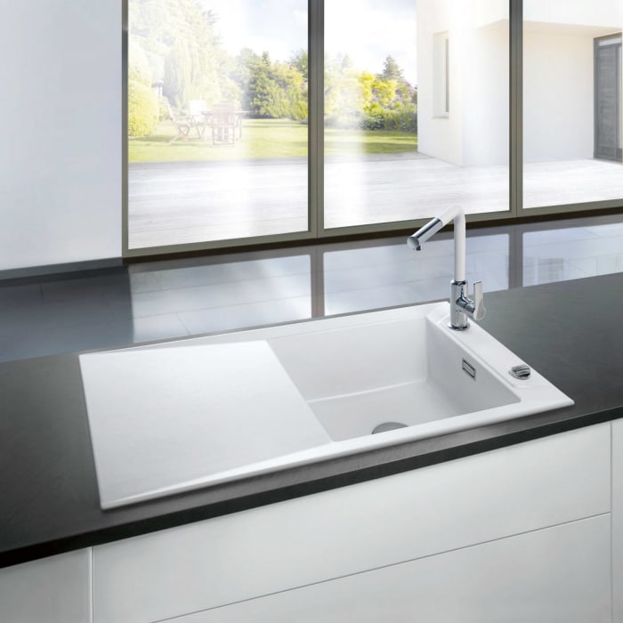 Systemceram Keradomo Siro 100 Einbauspüle reversibel mit Excenterbetätigung, ohne Hahnlochbohrung