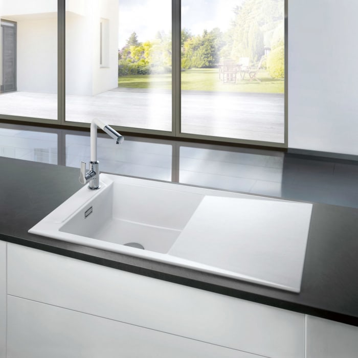 Systemceram Keradomo Siro 100 Einbauspüle reversibel mit Handbetätigung, ohne Hahnlochbohrung