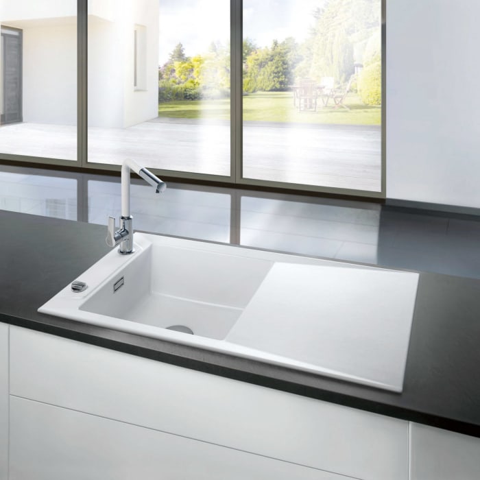 Systemceram Keradomo Siro 100 Einbauspüle reversibel mit Excenterbetätigung, ohne Hahnlochbohrung