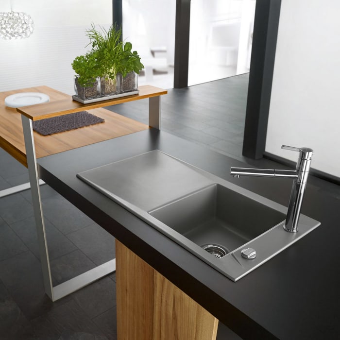 Systemceram Keradomo Siro 90 Einbauspüle mit Excenterbetätigung, ohne Hahnlochbohrung