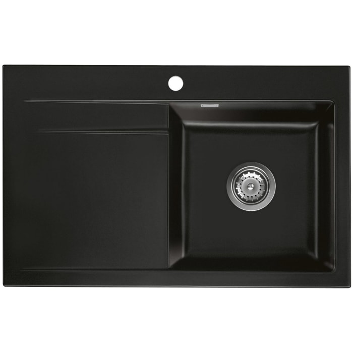 Systemceram Keradomo Stema 80 Einbauspüle rechts mit Excenterbetätigung, inkl. Armaturbohrung