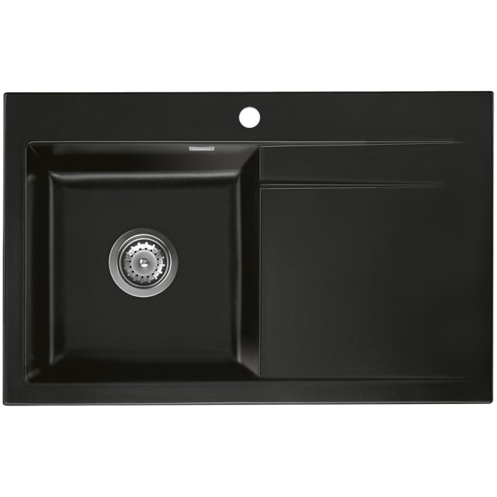 Systemceram Keradomo Stema 80 Einbauspüle links mit Excenterbetätigung, inkl. Armaturbohrung