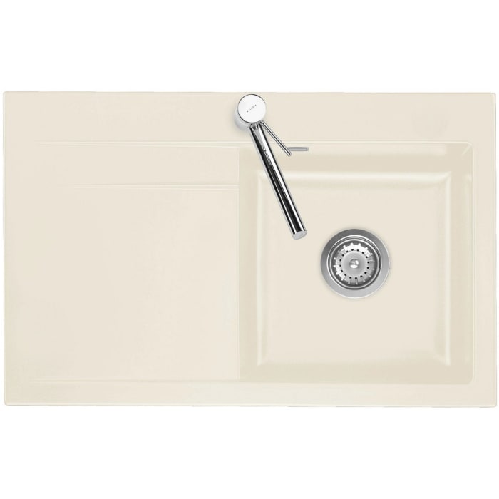 Systemceram Keradomo Stema 80 Einbauspüle rechts mit Handbetätigung, inkl. Armaturbohrung