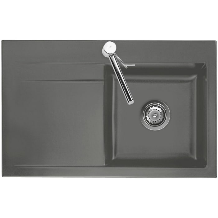 Systemceram Keradomo Stema 80 Einbauspüle rechts mit Handbetätigung, inkl. Armaturbohrung