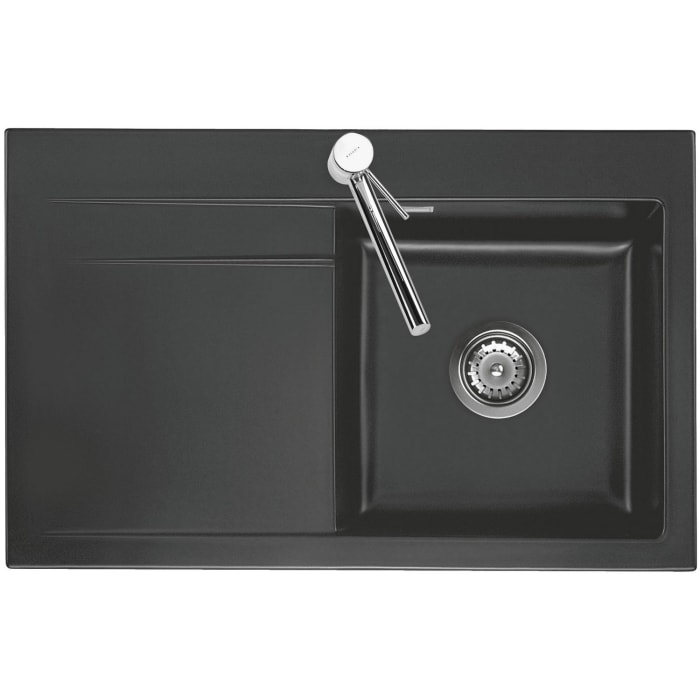 Systemceram Keradomo Stema 80 Einbauspüle rechts mit Handbetätigung, inkl. Armaturbohrung