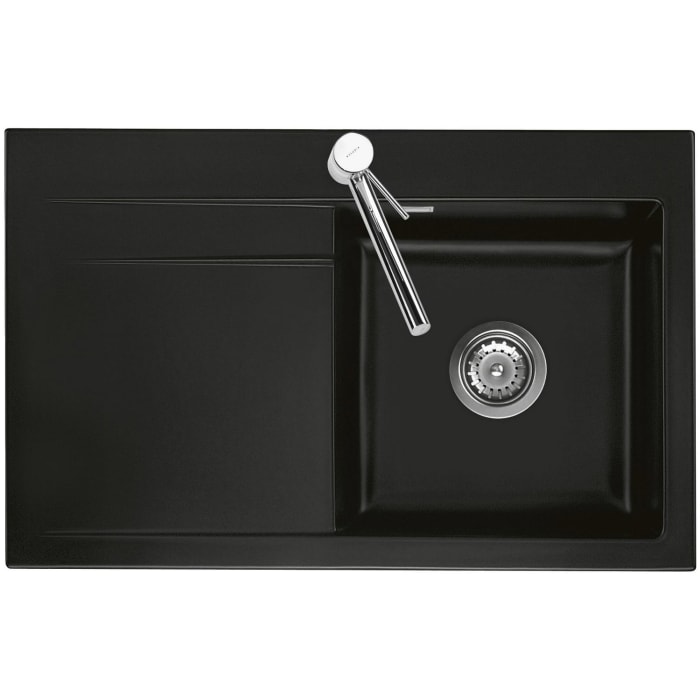 Systemceram Keradomo Stema 80 Einbauspüle rechts mit Handbetätigung, inkl. Armaturbohrung