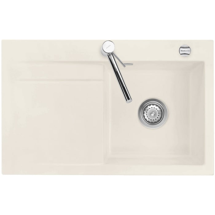 Systemceram Keradomo Stema 80 Einbauspüle rechts mit Excenterbetätigung, inkl. Armaturbohrung