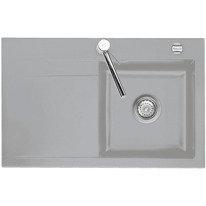 Systemceram Keradomo Stema 80 Einbauspüle rechts mit Excenterbetätigung, inkl. Armaturbohrung