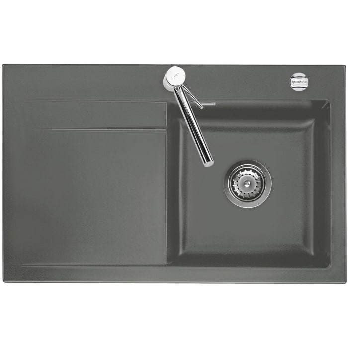 Systemceram Keradomo Stema 80 Einbauspüle rechts mit Excenterbetätigung, inkl. Armaturbohrung