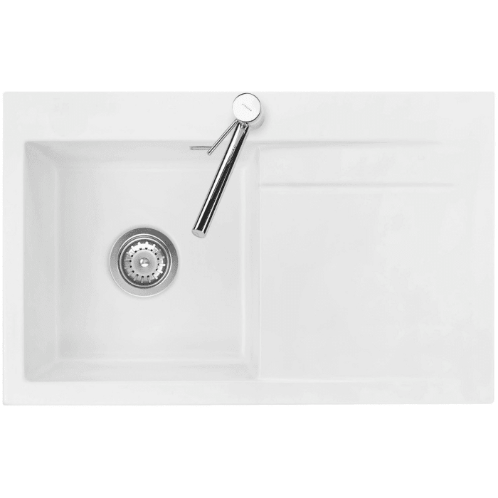 Systemceram Keradomo Stema 80 Einbauspüle links mit Handbetätigung, inkl. Armaturbohrung