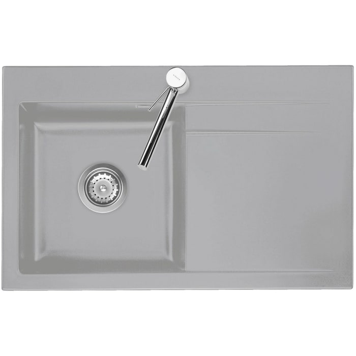 Systemceram Keradomo Stema 80 Einbauspüle links mit Handbetätigung, inkl. Armaturbohrung