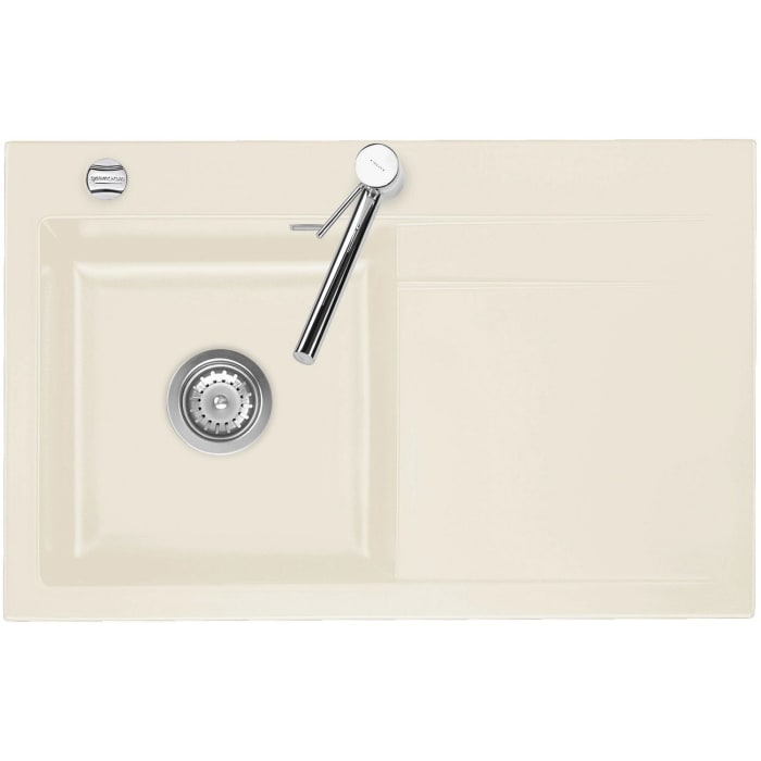 Systemceram Keradomo Stema 80 Einbauspüle links mit Excenterbetätigung, inkl. Armaturbohrung