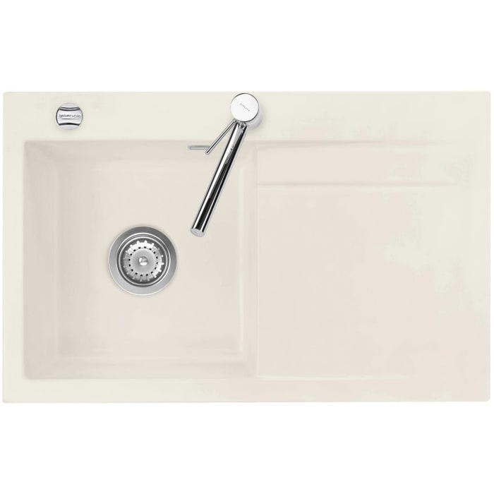 Systemceram Keradomo Stema 80 Einbauspüle links mit Excenterbetätigung, inkl. Armaturbohrung