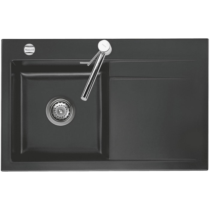 Systemceram Keradomo Stema 80 Einbauspüle links mit Excenterbetätigung, inkl. Armaturbohrung