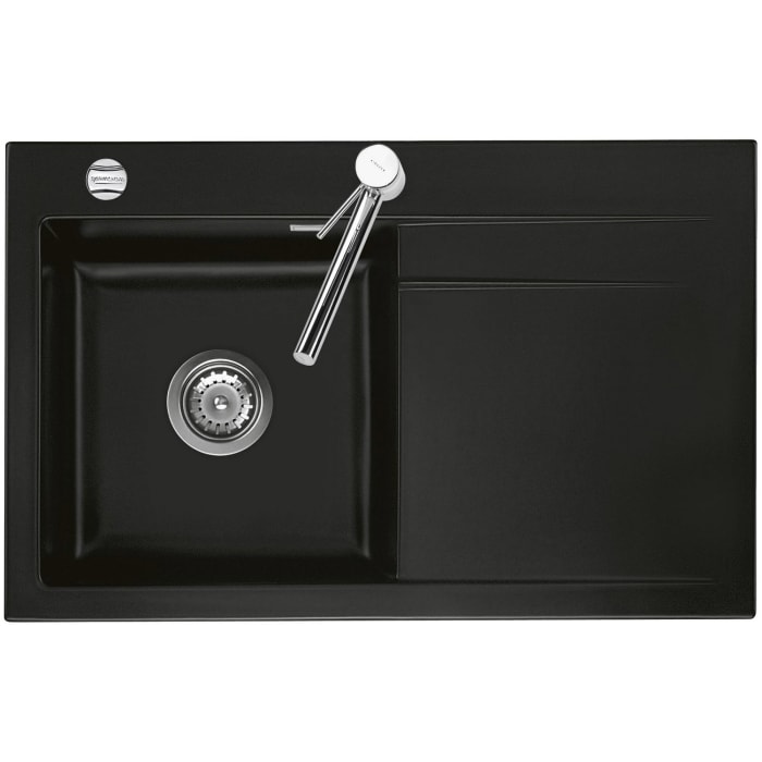 Systemceram Keradomo Stema 80 Einbauspüle links mit Excenterbetätigung, inkl. Armaturbohrung