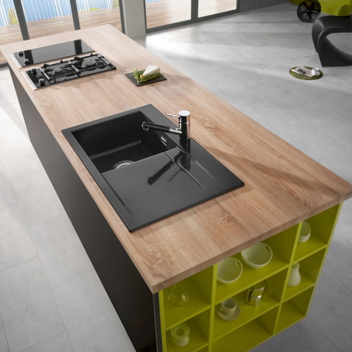 Systemceram Keradomo Stema 80 Einbauspüle links mit Handbetätigung, inkl. Armaturbohrung