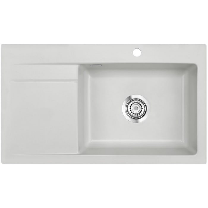 Systemceram Keradomo Stema 86 SL Einbauspüle rechts mit Excenterbetätigung, inkl. Armaturbohrung