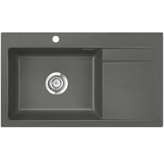 Systemceram Keradomo Stema 86 SL Einbauspüle links mit Handbetätigung, inkl. Armaturbohrung