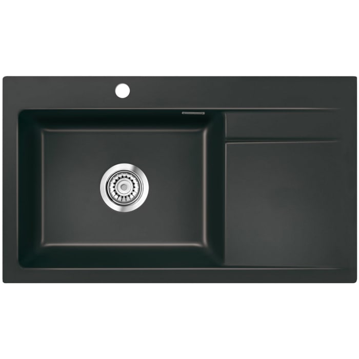 Systemceram Keradomo Stema 86 SL Einbauspüle links mit Excenterbetätigung, inkl. Armaturbohrung