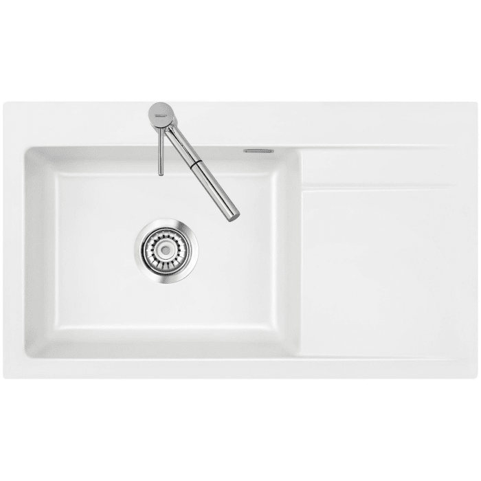 Systemceram Keradomo Stema 86 SL Einbauspüle links mit Handbetätigung, inkl. Armaturbohrung