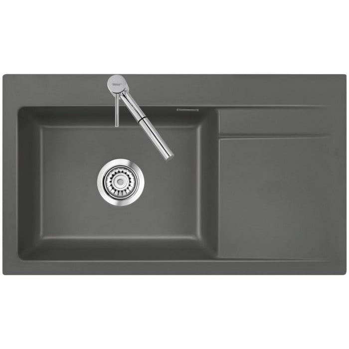 Systemceram Keradomo Stema 86 SL Einbauspüle links mit Handbetätigung, inkl. Armaturbohrung