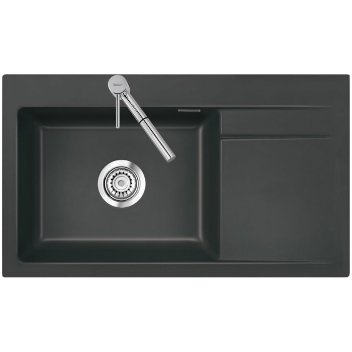 Systemceram Keradomo Stema 86 SL Einbauspüle links mit Handbetätigung, inkl. Armaturbohrung