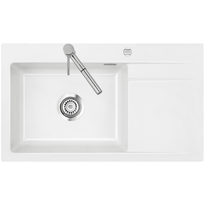 Systemceram Keradomo Stema 86 SL Einbauspüle links mit Excenterbetätigung, inkl. Armaturbohrung